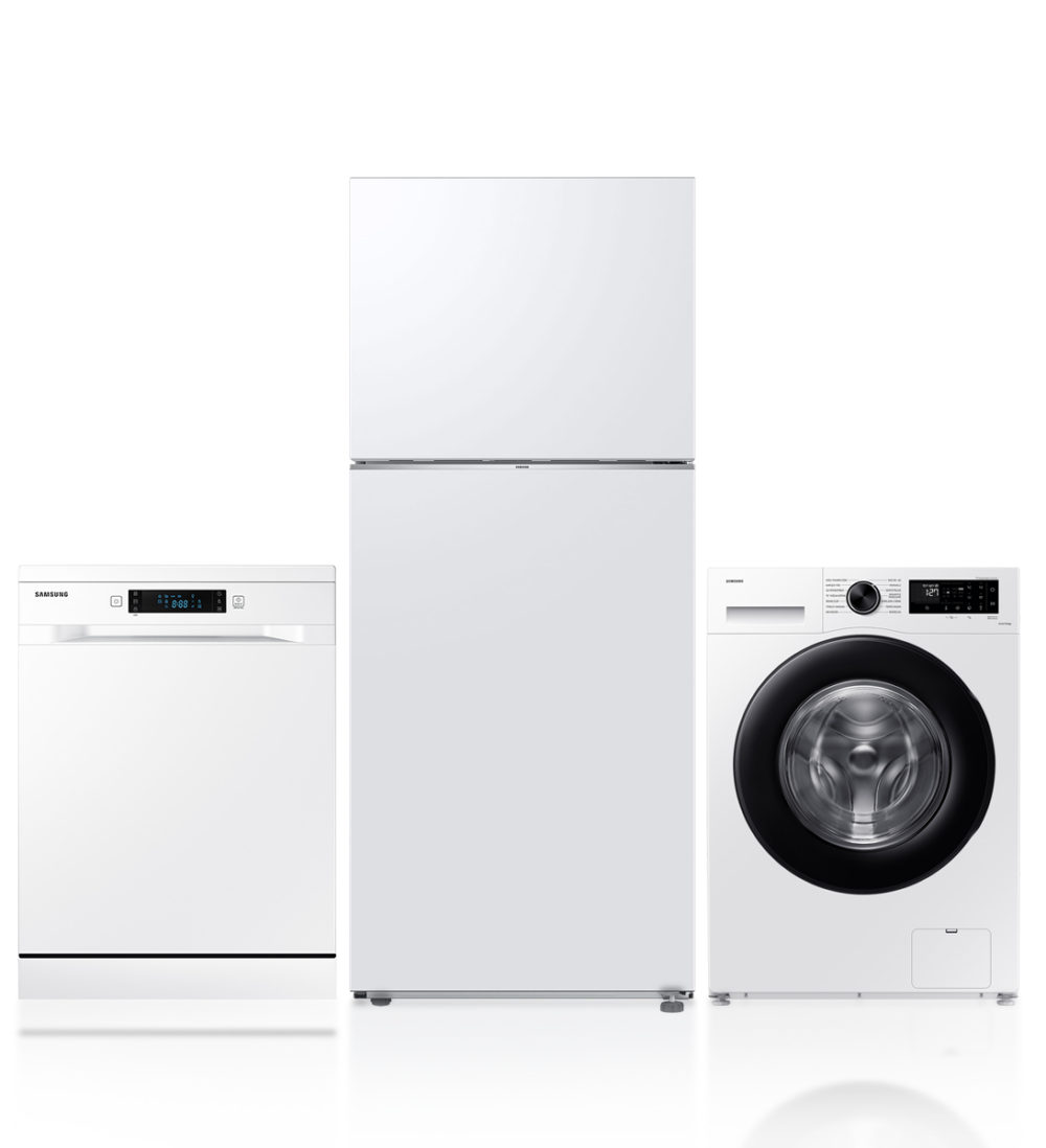 Samsung WW90CGC04DAEAH 14000D A sınıfı 9kg ecobubble beyaz çamaşır makinası  RT38CG6000WW/TR Üstten Donduruculu Buzdolabı DW60DG550FWQ, 5 Programlı Solo Bulaşık Makinesi